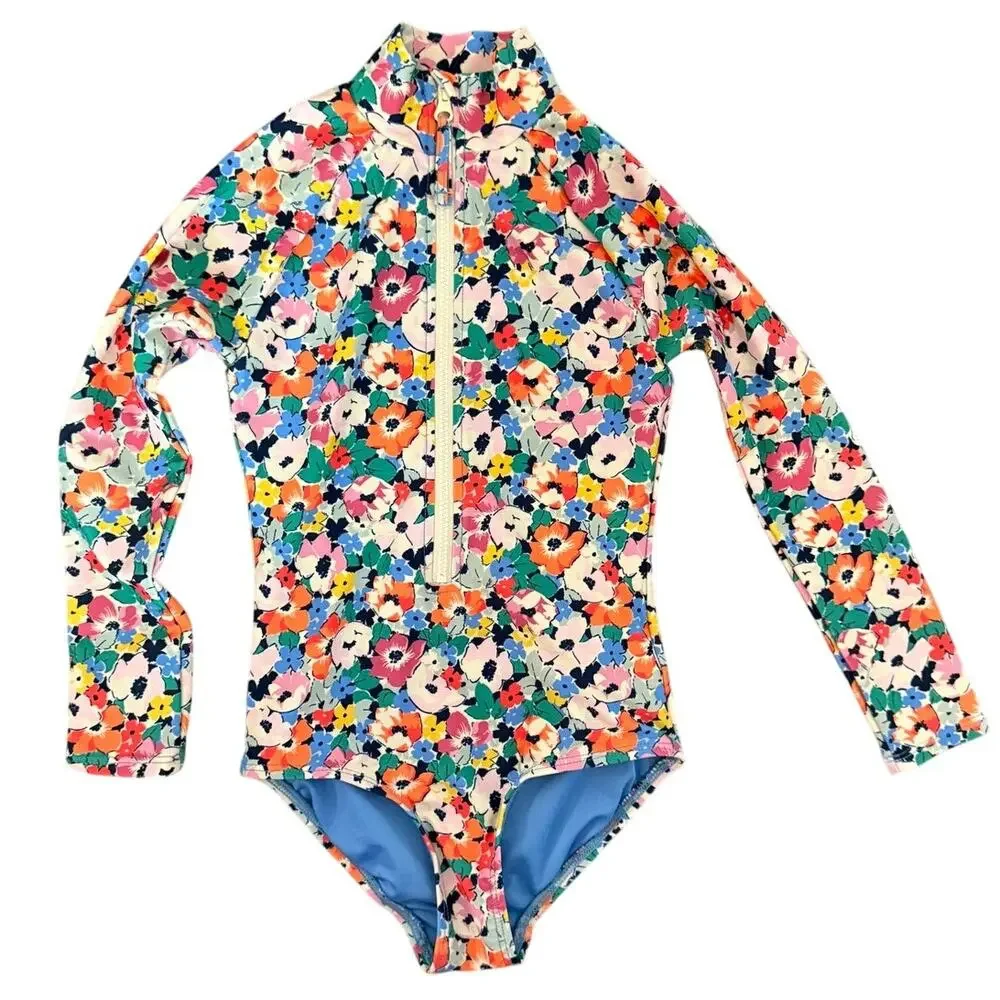 Gap Kids Girls Swimsuit XS 4 to 5 yo Floral Long Sleeve Rashguard Beach Swim